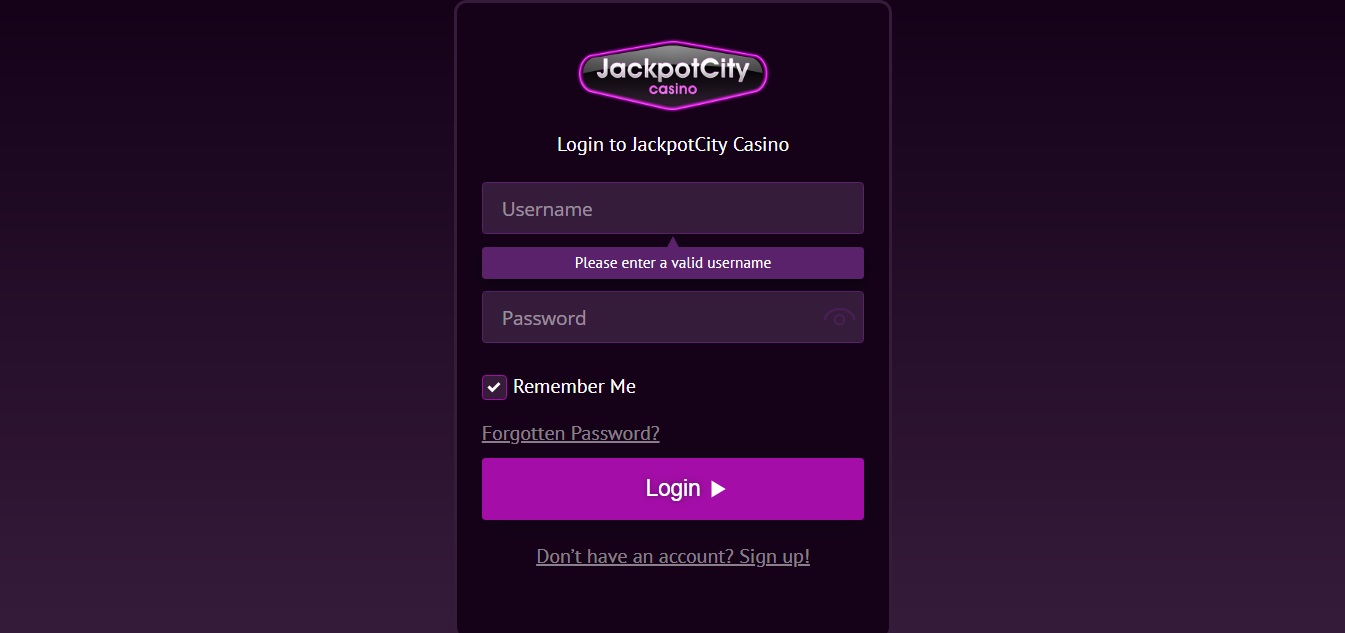 jackpot city casino login