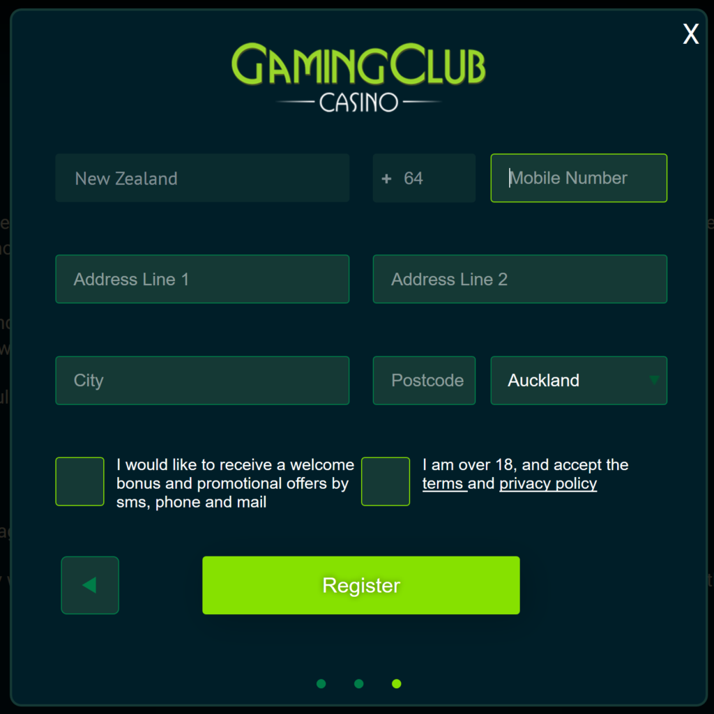 gaming club casino login