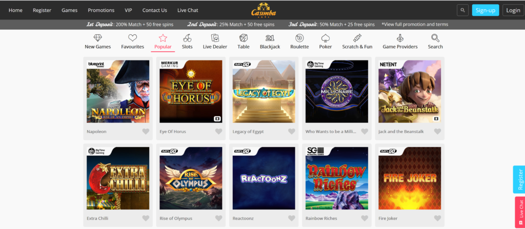 Casimba Casino Review - NZD $6500 Bonus | CasinoWatch 7 Games Selection 1 Casimba Casino Review