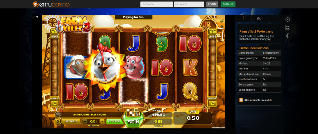 Farmville Game Emu Casino NZ