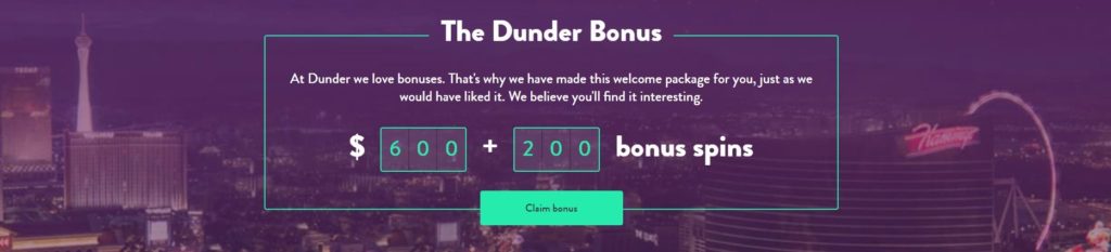 dunder 200 free spins