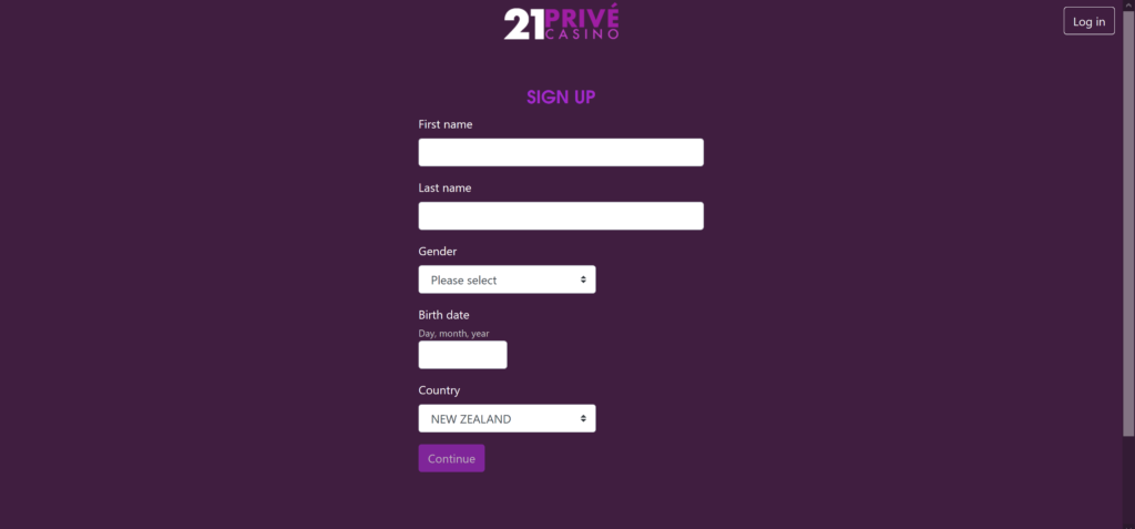 21Prive sign up