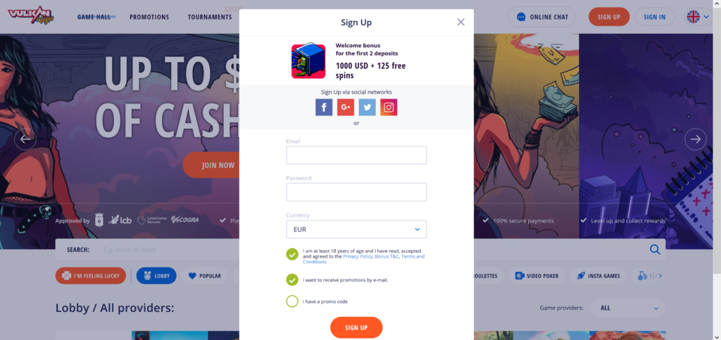 Logowanie oraz Wpis w vulkan vegas kod promocyjny kasynie internetowego