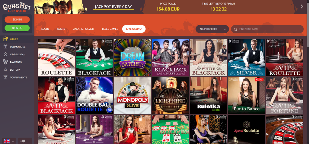 gunsbet live casino 