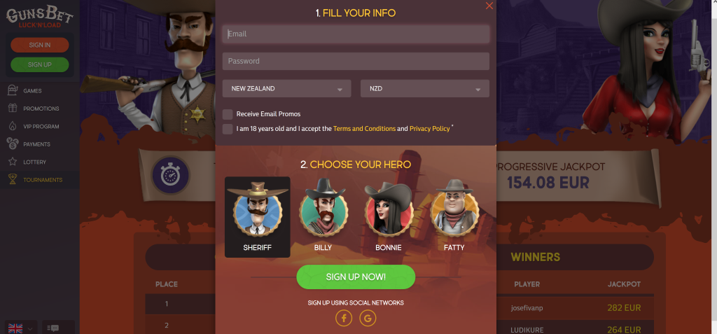 Gunsbet Casino Yeehaw Kiwis, lasso some big wins! | CasinoWatch 6 choose your character